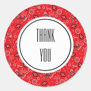 Sticker Rond Paisley Bandana noir rouge Imprimé personnalisé