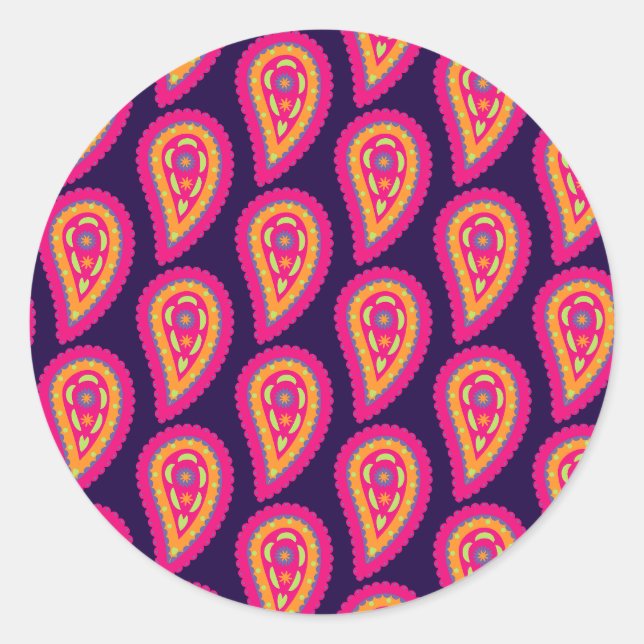 Sticker Rond Paisley coloré (Devant)