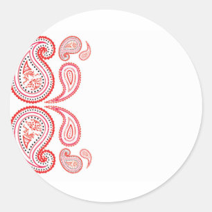 Sticker Rond Paisley en orange et rose - design moyen-oriental