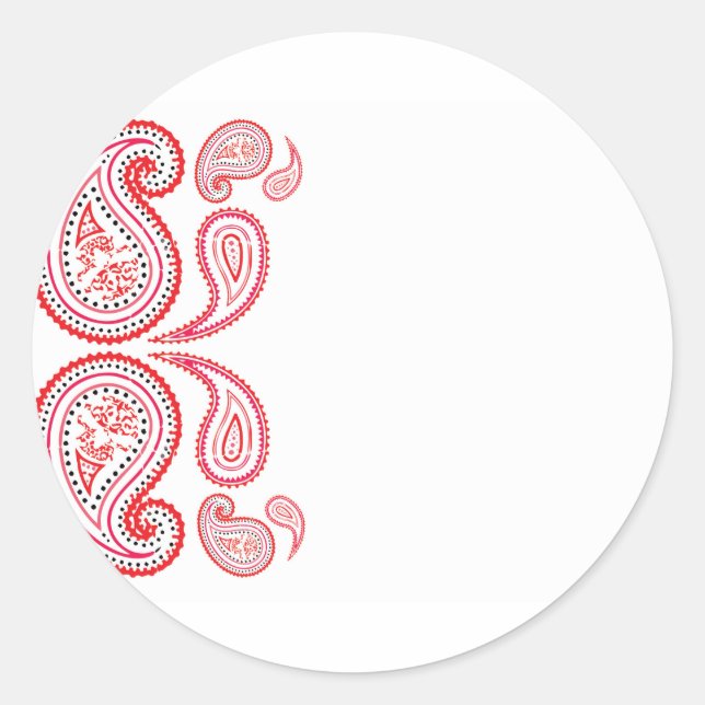 Sticker Rond Paisley en orange et rose - design moyen-oriental (Devant)