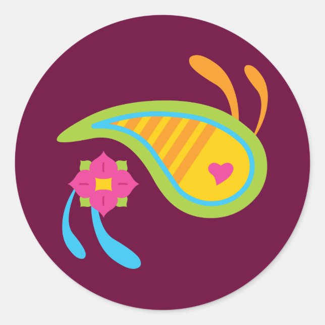 Sticker Rond Paisley Fun (Devant)