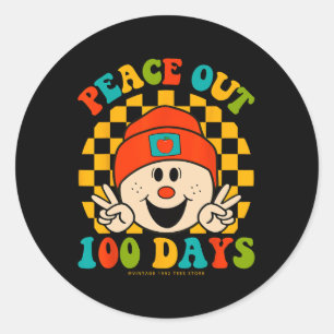 Sticker Rond Paix 100 Jours D'Enseignant Étudiant Yeux