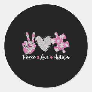 Sticker Rond Paix Amour Autisme Sensibilisation sur l'autisme M