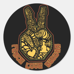 Sticker Rond Paix, Amour, Bouddha