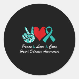 Sticker Rond Paix Amour Cure Maladie Cardiaque Sensibilisation 