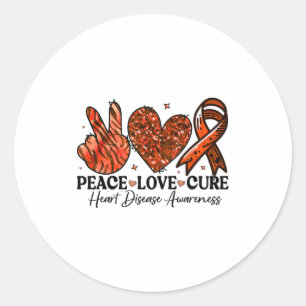 Sticker Rond Paix Amour Cure Rubans Rouges Soutien Maladie Card