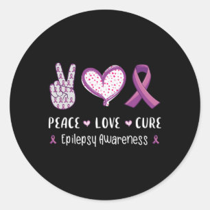Sticker Rond Paix Amour Cure Sensibilisation à l'épilepsie Homm