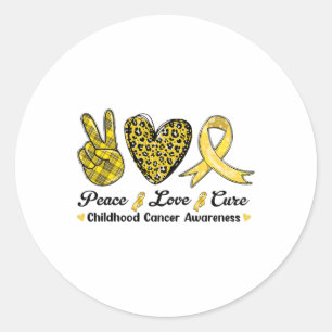 Sticker Rond Paix Amour Cure Sensibilisation au cancer de l'enf