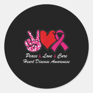 Sticker Rond Paix Amour Cure Sensibilisation aux maladies cardi
