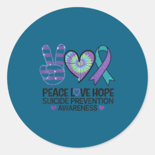 Sticker Rond Paix Amour Espoir Prévention du Suicide Tie Dye Se