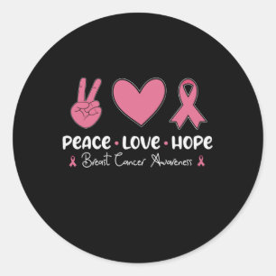 Sticker Rond Paix Amour Espoir Survivante du Cancer du Sein