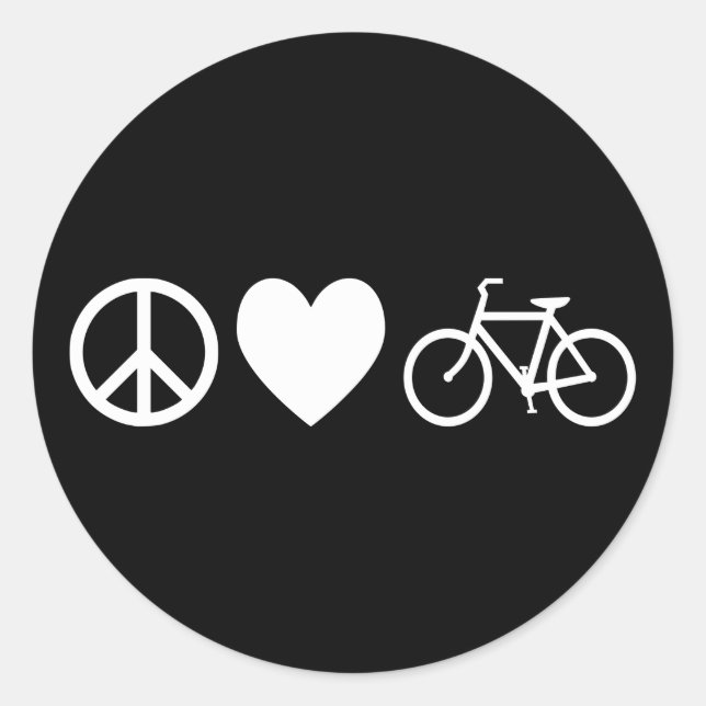Sticker Rond Paix Amour et Bicyclettes (Devant)