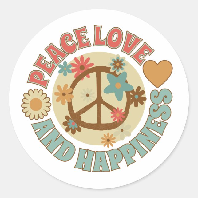 Sticker Rond paix amour et bonheur (Devant)