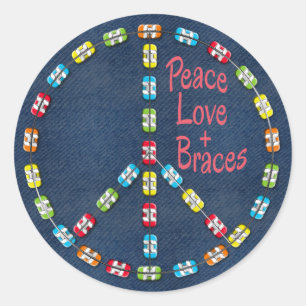Sticker Rond Paix, amour et croisillons colorés de croisillons