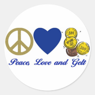 Sticker Rond Paix, Amour et Gelt Hanoukka Tee - shirts et cadea