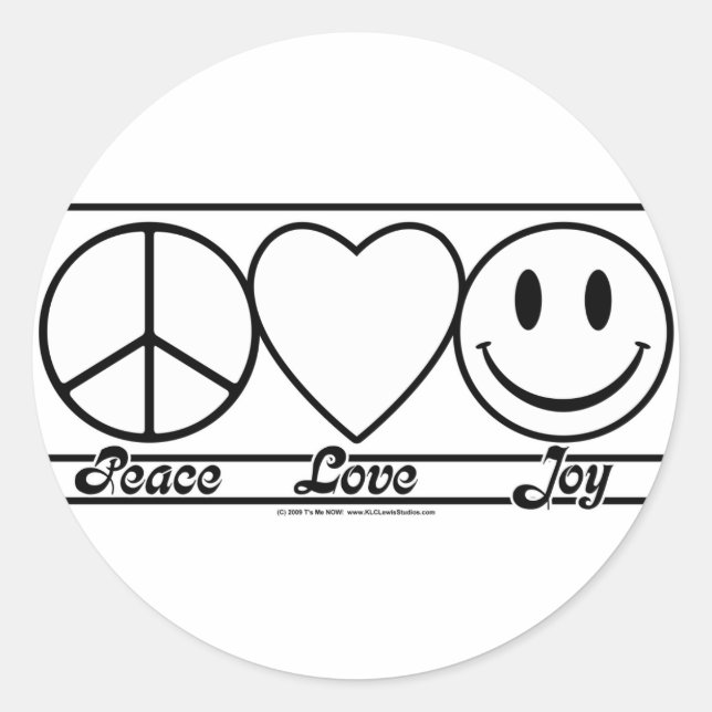 Sticker Rond Paix Amour et Joie (Devant)