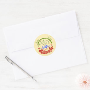 Sticker Rond Paix, Amour et Soleil