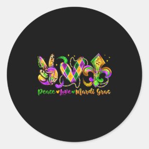 Sticker Rond Paix Amour Fleur De Lis Mardi Gras 2026 Carnaval N