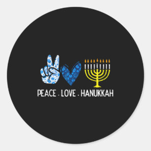Sticker Rond Paix Amour Hanukkah Rétro Chanukah Juifs Hommes Fe