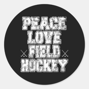 Sticker Rond Paix Amour Hockey sur gazon