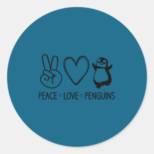 Sticker Rond Paix Amour Manchots, Drôle, Blagues, Dire Sarcasti