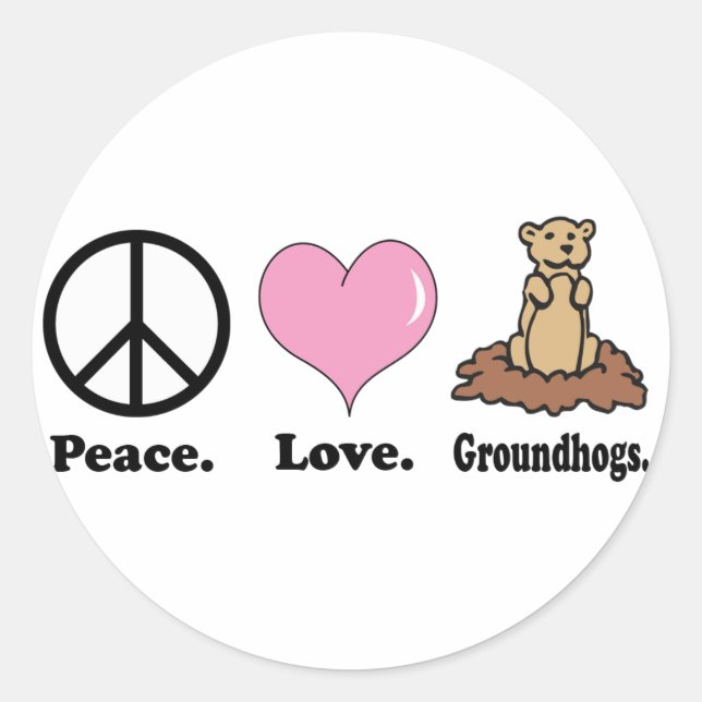 Sticker Rond paix amour marmottes (Devant)