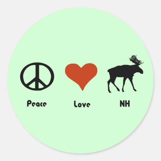 Sticker Rond Paix Amour New Hampshire (Devant)