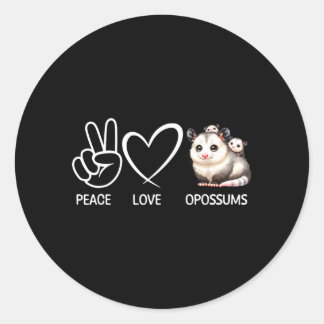 Sticker Rond Paix Amour Opossums Drôles Opossums Amoureux d'Opo