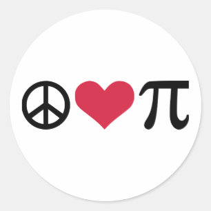 Sticker Rond Paix, Amour & Pi