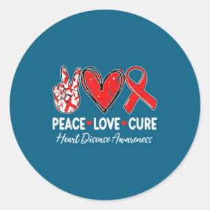 Sticker Rond Paix Amour Santé Cardiaque Sensibilisation aux mal