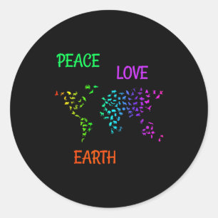Sticker Rond Paix Amour Terre Planète Verte Nature Protéger la