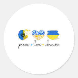 Sticker Rond Paix Amour Ukraine Couleurs du drapeau ukrainien U