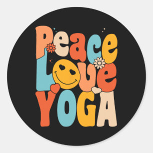 Sticker Rond Paix Amour Yoga Yoga Rétro Mams Yoga Grand-mère 