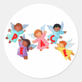 Sticker Rond Paix avec les anges