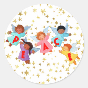 Sticker Rond Paix avec les anges