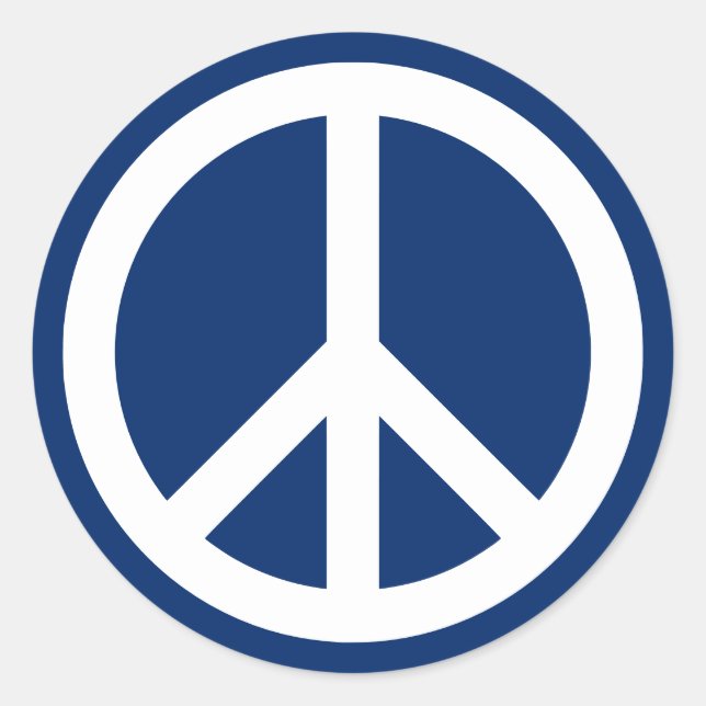 Sticker Rond Paix Bleu & Blanc (Devant)