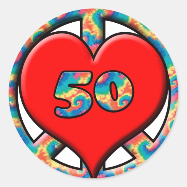 Sticker Rond Paix, Coeur, 50 (Devant)