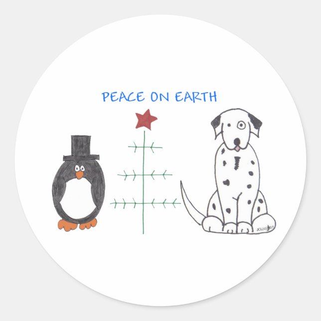 Sticker Rond Paix dalmate Sur Terre (Devant)