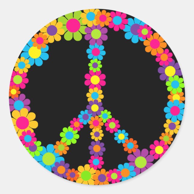 Sticker Rond Paix de l'énergie des fleurs (Devant)