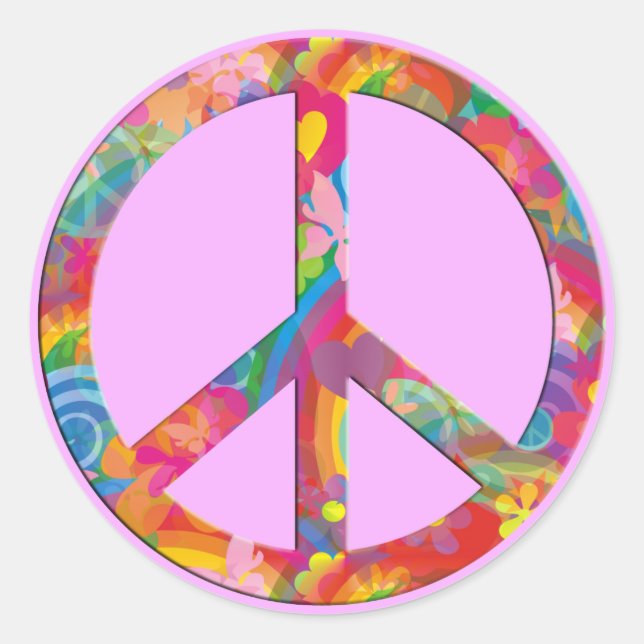 Sticker Rond Paix de l'énergie des fleurs | rose pâle (Devant)