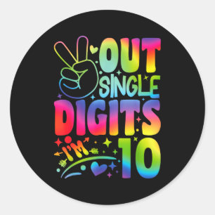 Sticker Rond Paix dehors simple chiffres Im 10 chiffres Tie Dye