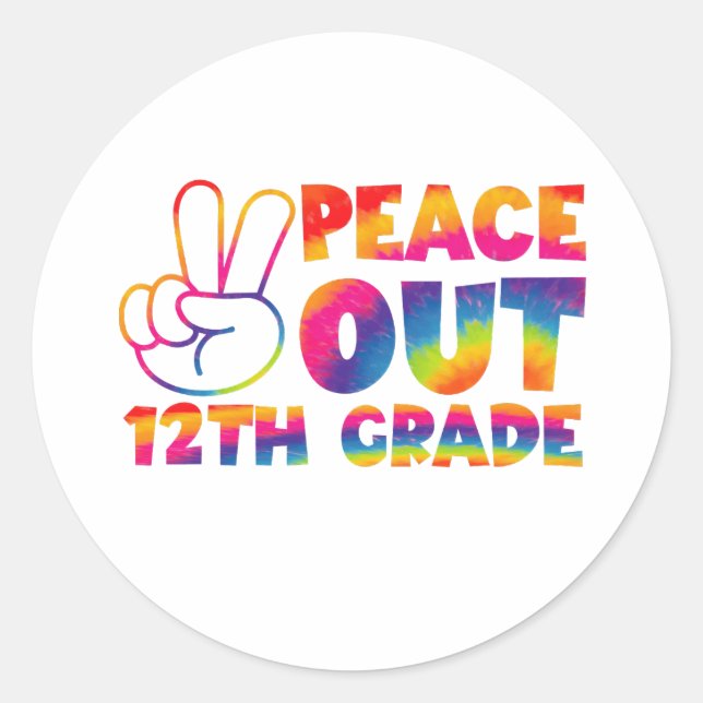 Sticker Rond Paix dehors Tie-Dye de 12e année  (Devant)