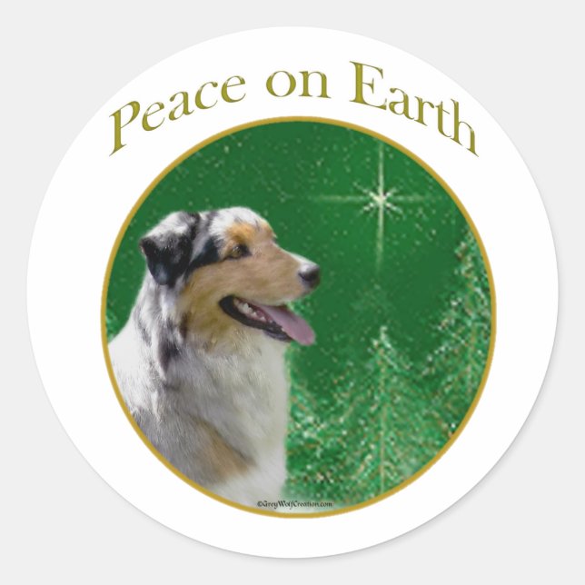 Sticker Rond Paix des bergers australiens (Devant)