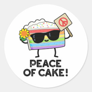 Sticker Rond Paix Du Gâteau Amusant Pun De Nourriture