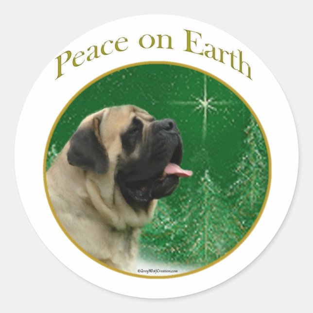 Sticker Rond Paix du Mastiff (fawn) (Devant)