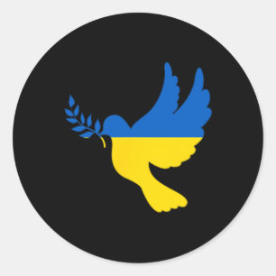 Sticker Rond Paix en Ukraine Colombe. Soutenez l'Ukraine. Liber