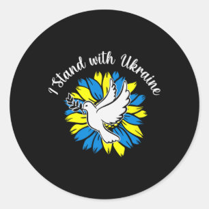 Sticker Rond Paix en Ukraine Colombe Tournesol Ukraine