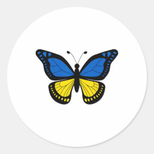 Sticker Rond Paix en Ukraine pour les femmes Drapeau ukrainien