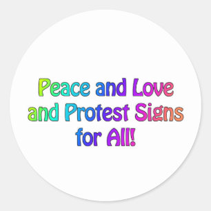 Sticker Rond Paix et Amour et signes de protestation pour tous