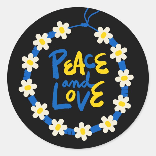 Sticker Rond Paix et amour Ukraine Fleur Wreath (Devant)